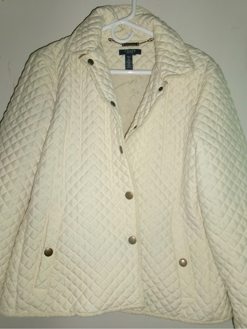 Chaps Women's Cream Quilted Snap-Front Jacket